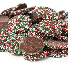 Christmas Milk or Dark Chocolate Non-Pareils ( 8 oz. )